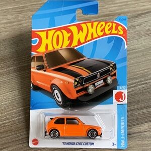1973 Honda Civic Custom Orange Car Hot Wheels J-Imports Hotwheels 2023 New